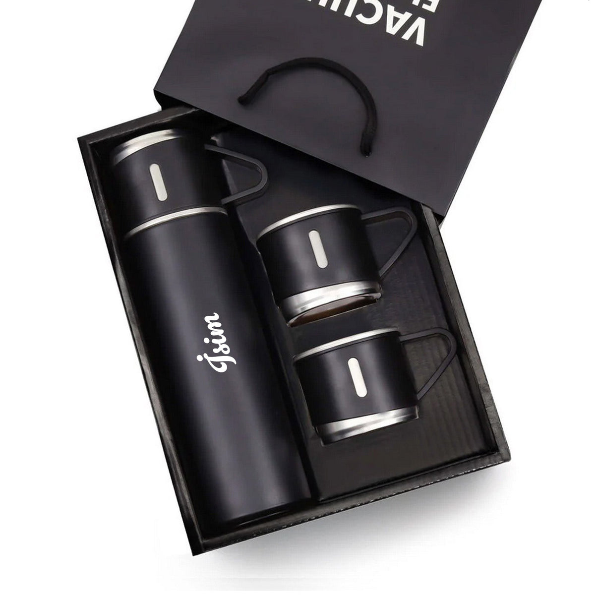 Kutulu Defter Kalem Seti & 3 Bardaklı Termos Hediye Seti