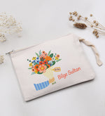 Ham Bez Çanta & Yuvarlak Ayna & İnci Anahtarlık Hediye Seti