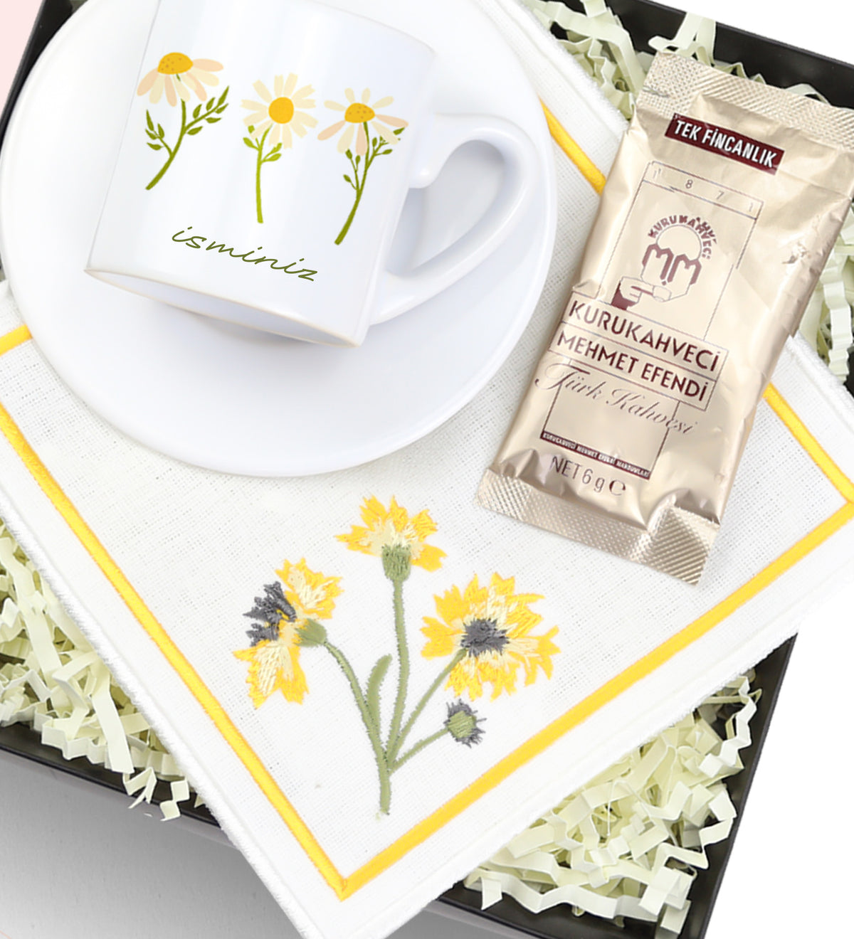 Kişiye Özel Fincan & Sunum Peçetesi & Mehmet Efendi Türk Kahvesi Hediye Seti