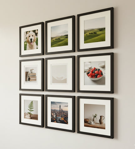 Siyah Paspartulu Çerçeve 21x21 cm - 9'lü Paket