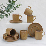 6'lı Çizgili Desen Porselen Fincan Takımı