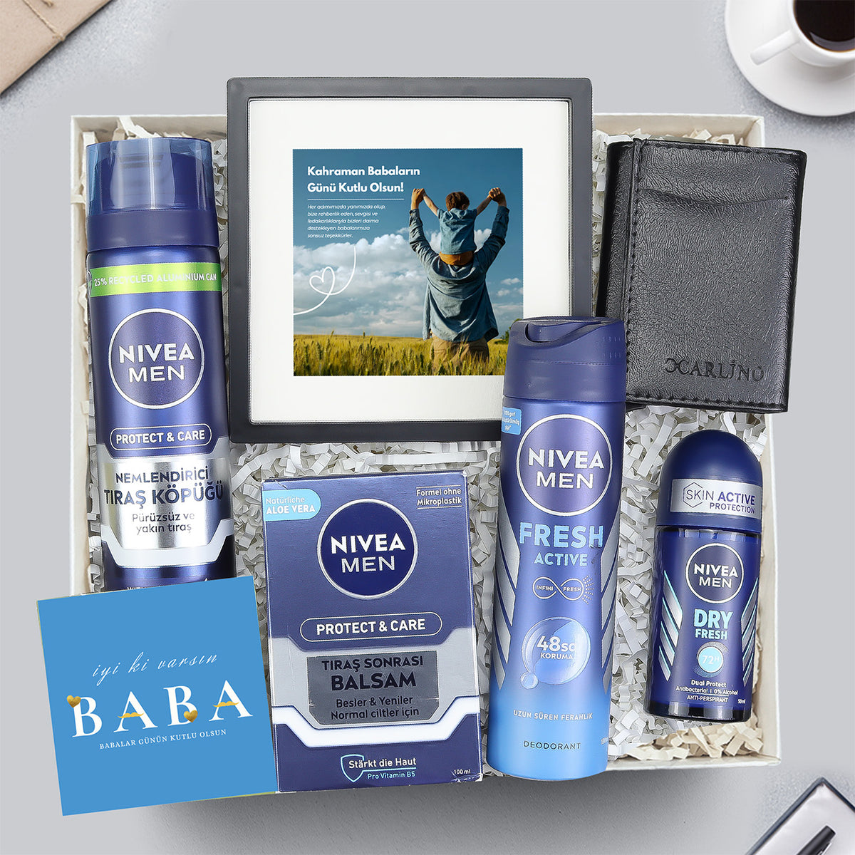 Nivea Men Tıraş Köpüğü & Deodorant & Roll on & Balsam & Mekanizmalı Kartlık & Paspartu Çerçeve