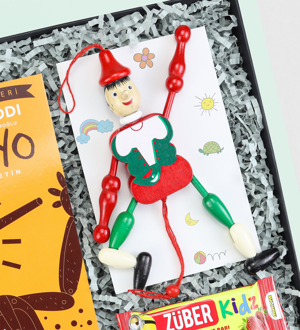 Pinokyo Okuma Kitabı & Çek Bırak Kukla & Züber Kidz Hediye Seti