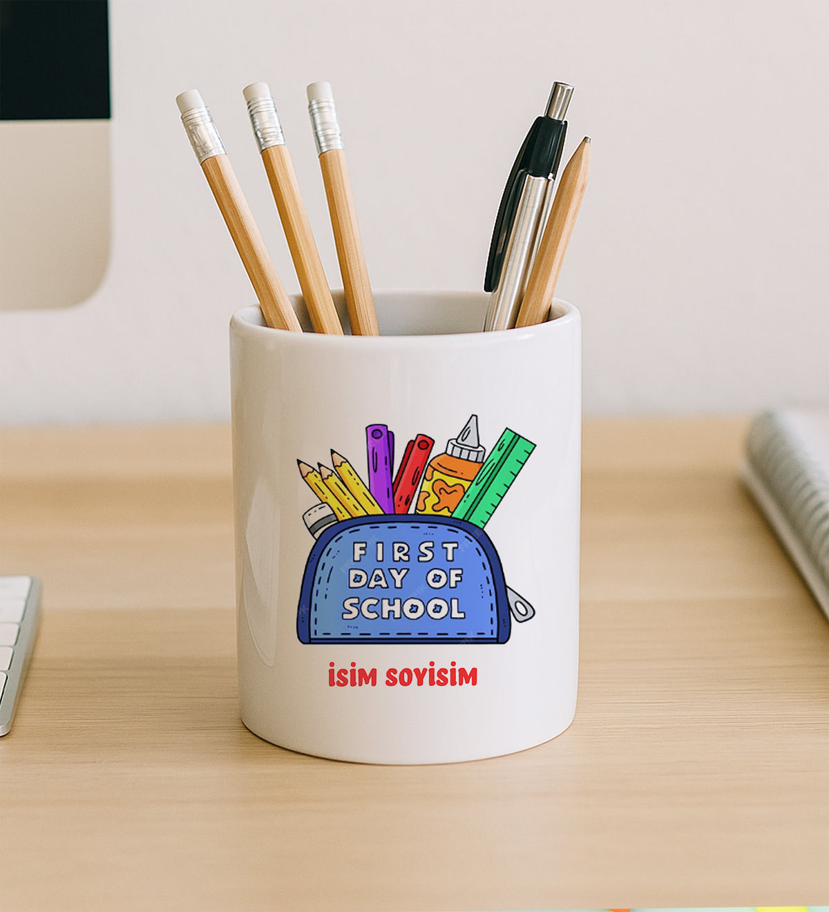 Pipetli Matara 750ml & Kalemlik & Faber Castell Boya Kalemi & 12'li Keçeli Kalem Hediye Seti