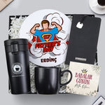 Kilitli Termos (İsimsiz) & Mousepad & Yumuşak Kapaklı Not Defteri & Siyah Kupa Babalar Günü Hediye Seti