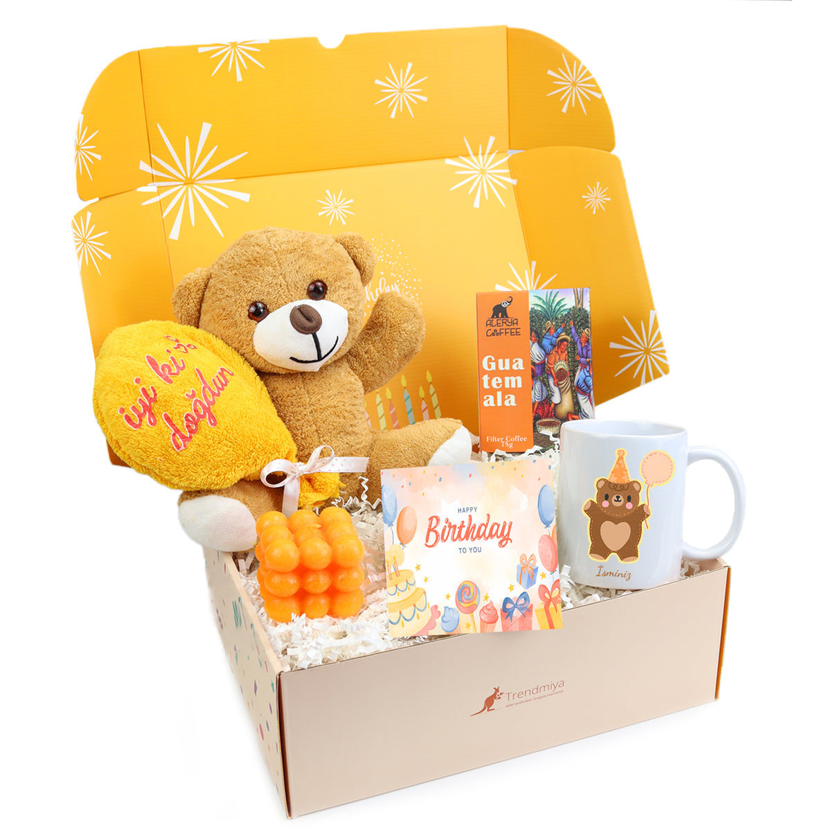 Peluş Ayıcık & Kupa & Mum & Filtre Kahve Hediye Kutusu