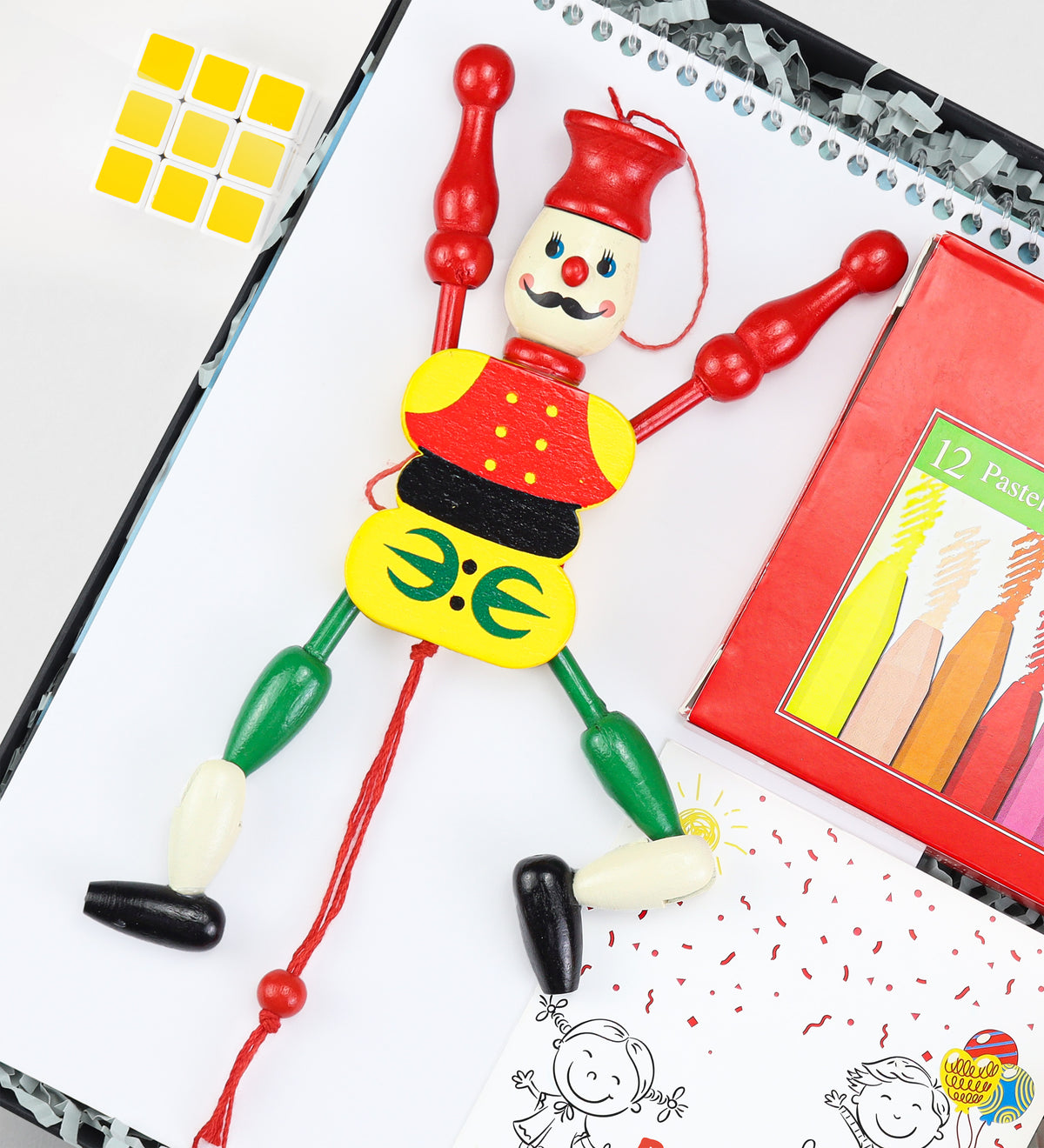 Resim Defteri & Çek Bırak Kukla & Faber Castell Pastel Boya & Oyun Hamuru Hediye Seti