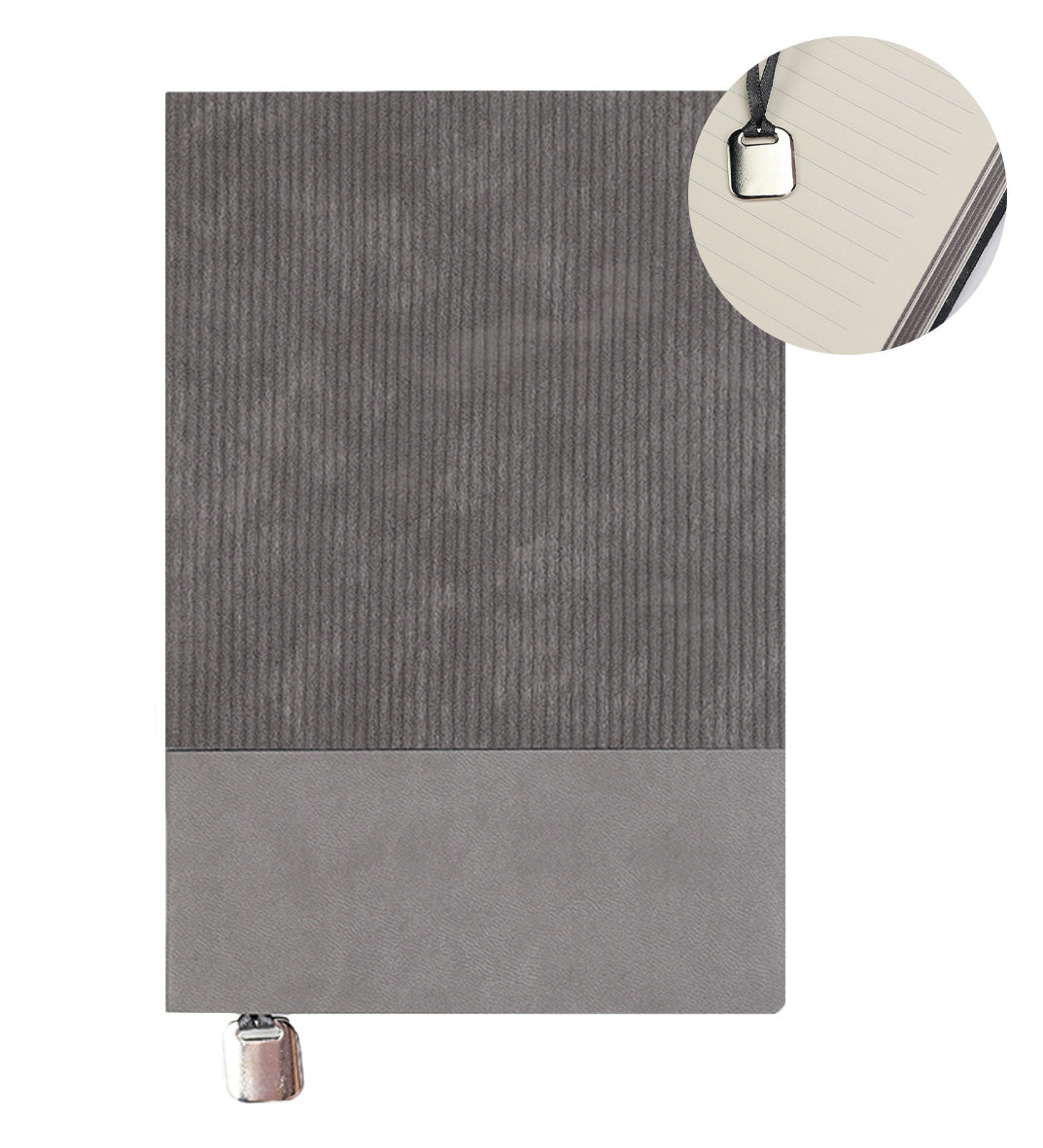 Esnek Kapak Gri Defter & Siyah Metal Roller Kalem & Paspartu Çerçeve & Bitki Çayı & Gri Double Fincan Hediye Seti