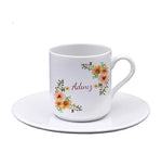 Turuncu Çiçek Baskılı Fincan