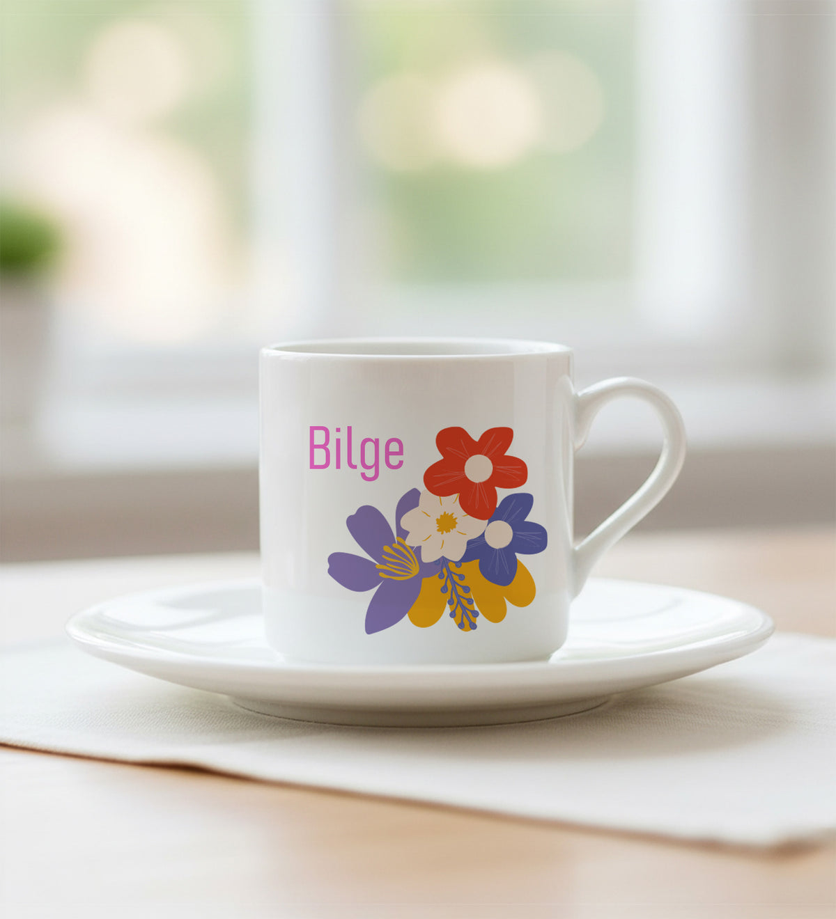 Kişiye Özel Fincan Fular Kahve Kolonya Kadına Hediye Seti