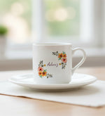 Turuncu Çiçek Baskılı Fincan