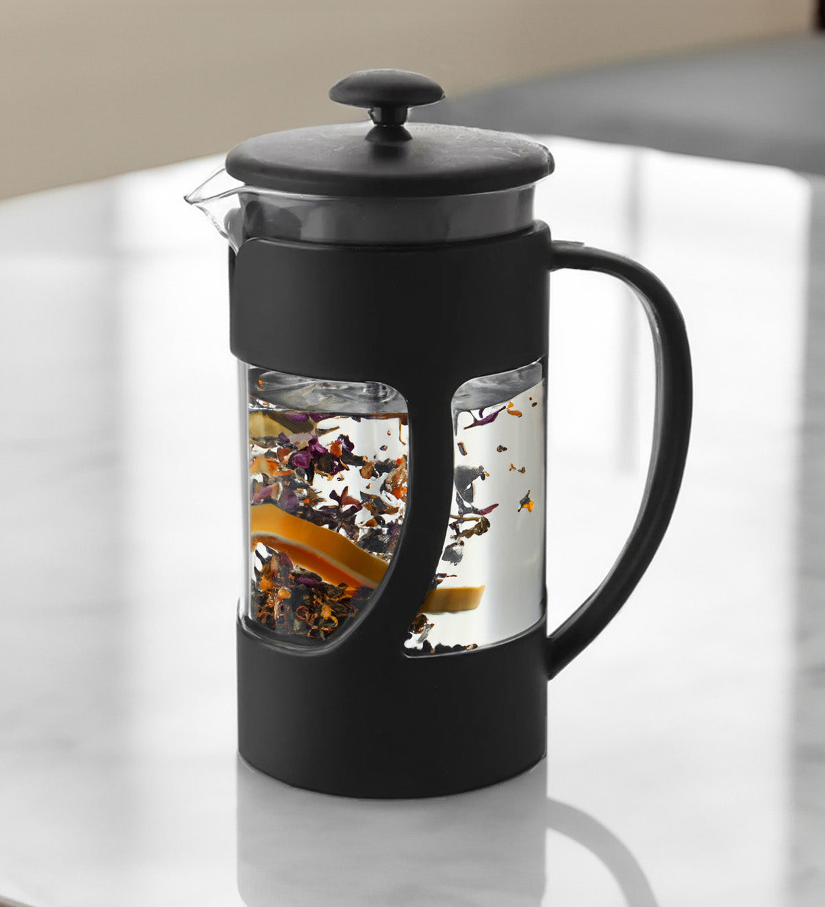 Tütsü & Siyah Çay Fincanı & French Press & Bitki Çayı & Papatya Mum Hediye Seti