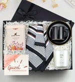 Alerya Türk Kahvesi Siyah Fincan Mum Fular Hediye Seti