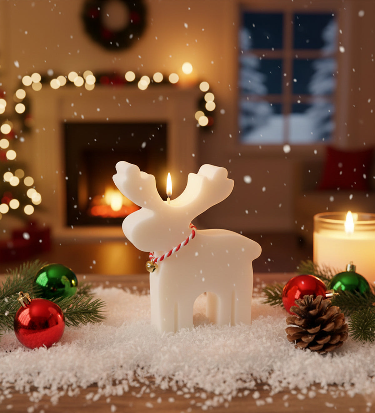 Kişiye Özel Baskılı Kupa & Geyikli Mum & Yılbaşı Çorabı Hediye Seti