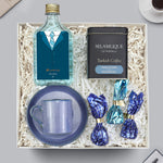 Babalar Günü Trendmiya Okyanus Kolonya & Mavi Porselen Fincan & Godiva Çikolata & Selamlıque Türk Kahvesi Hediye Seti