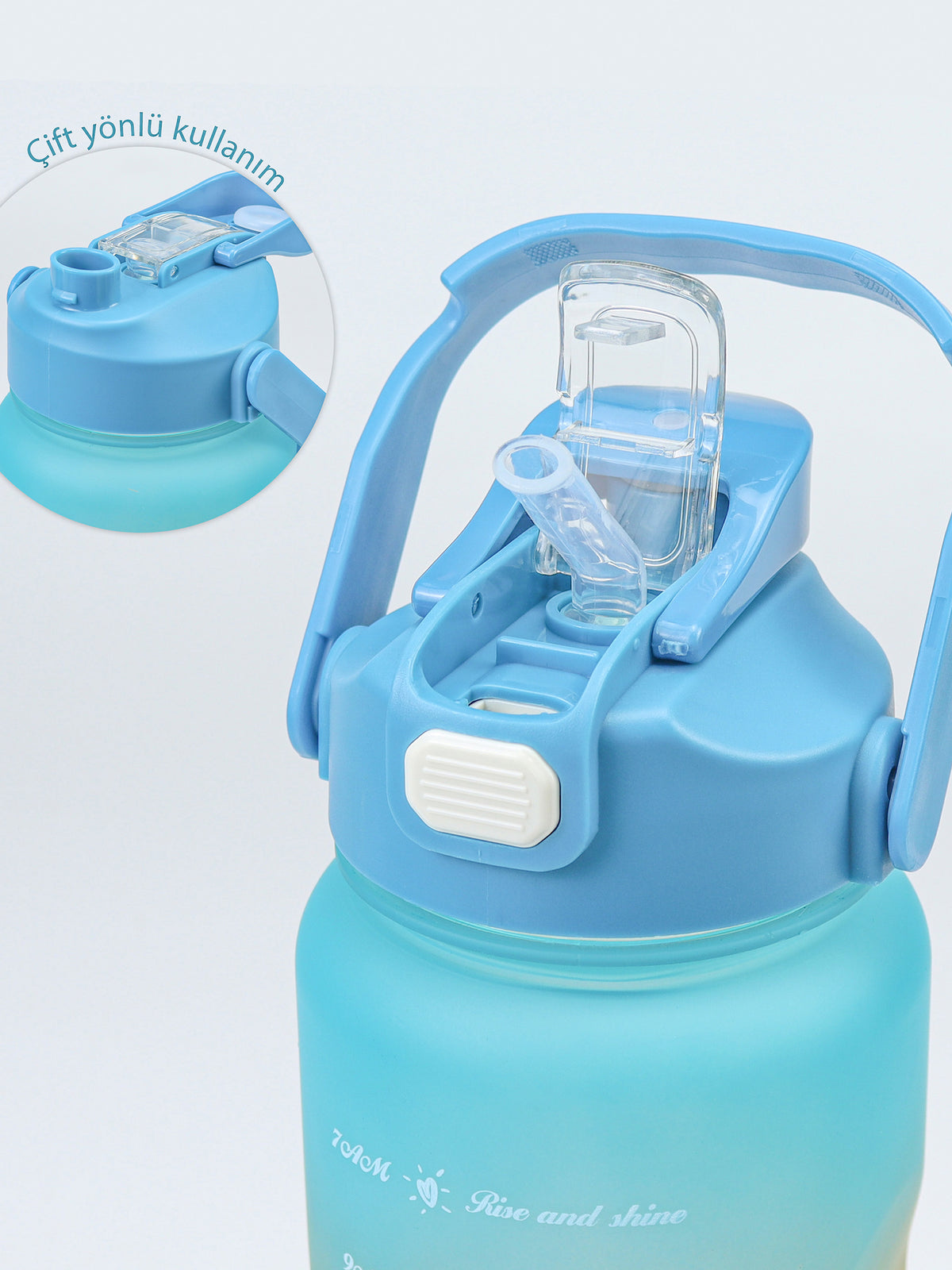 Açık Mavi 3'lü Kilitli Su Matarası