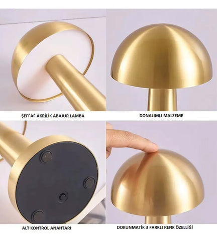 Gold Mantar Masa Lambası
