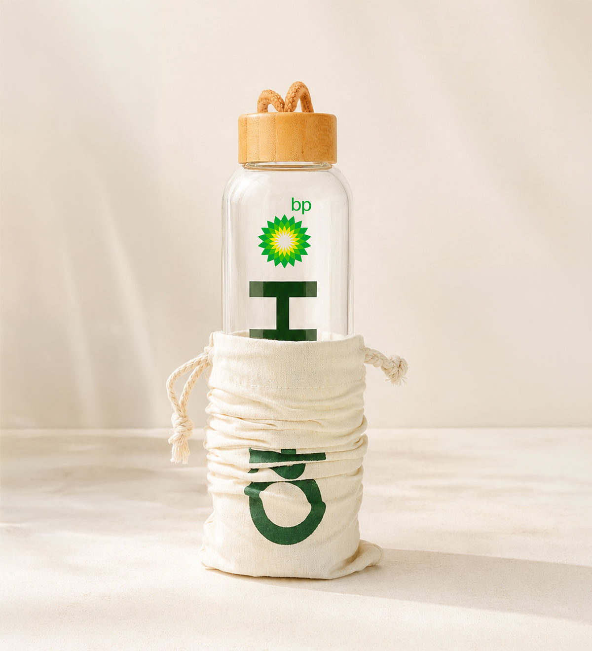 Bambu Kapaklı Cam Matara 600ML