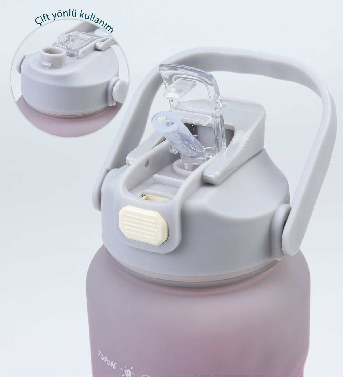 Pembe 3'lü Kilitli Su Matarası