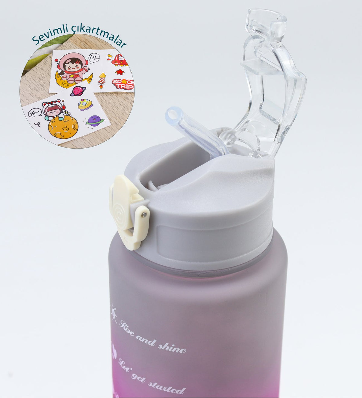 Pembe 3'lü Kilitli Su Matarası