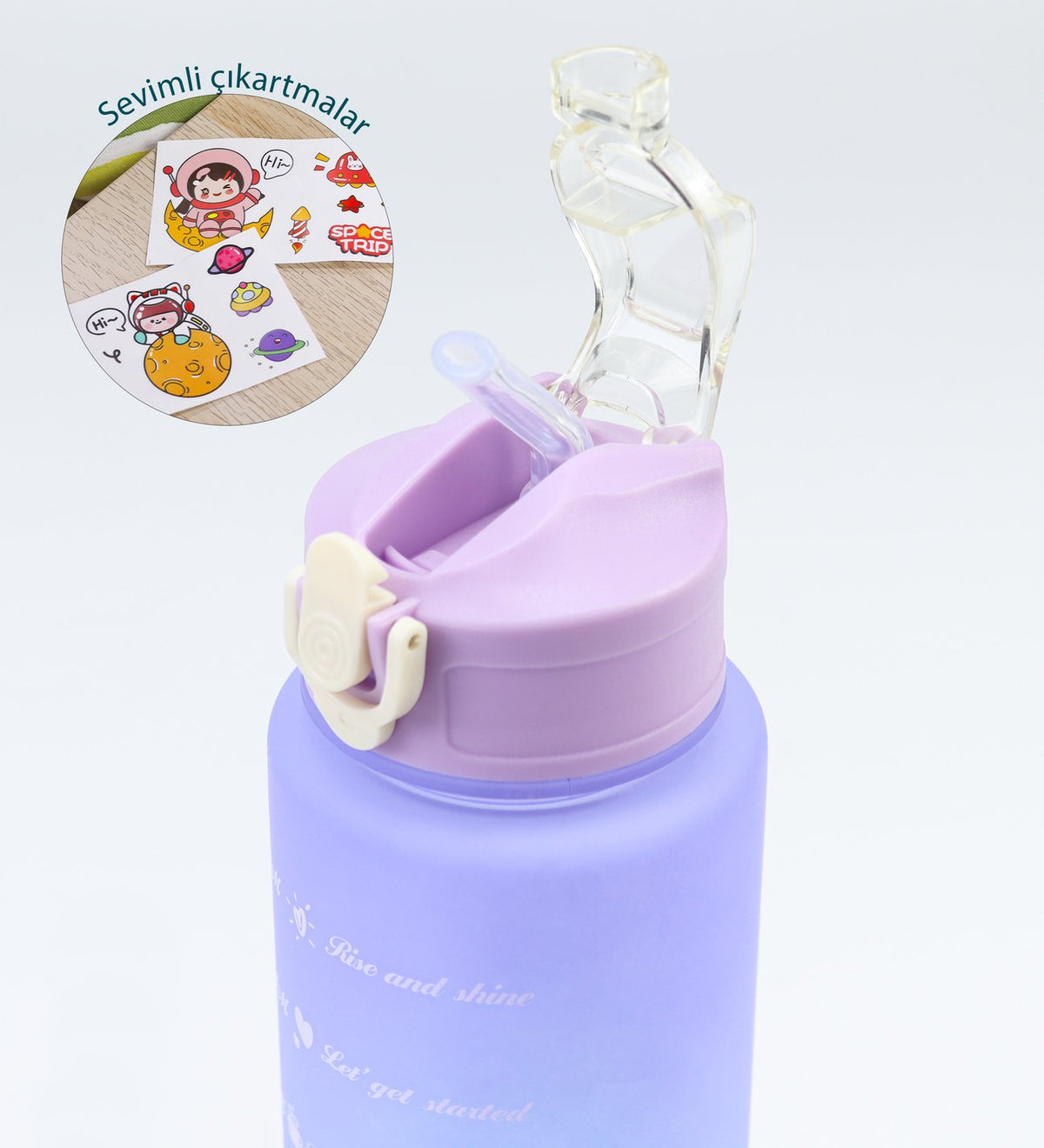 Mor 3'lü Kilitli Su Matarası