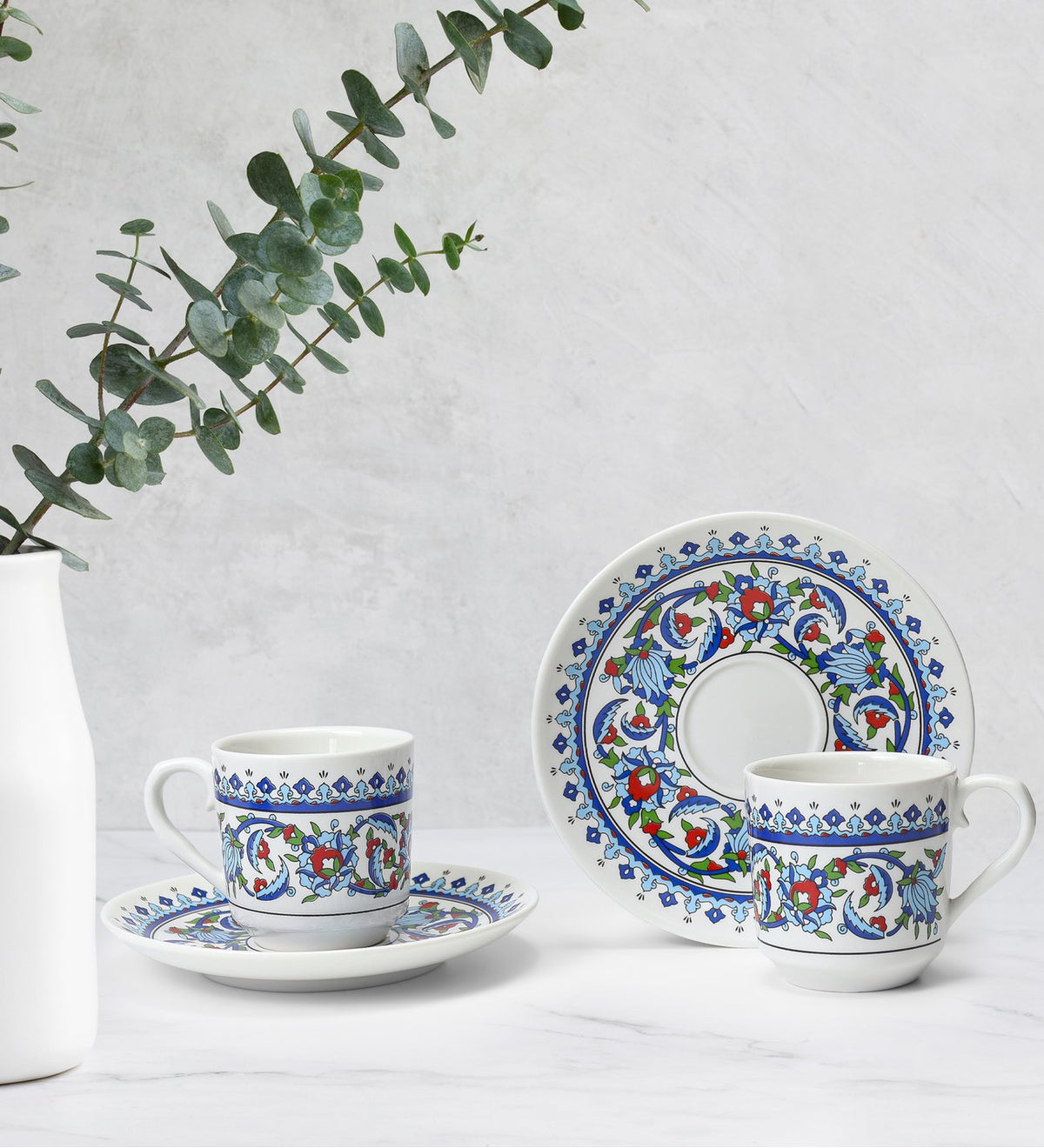 2 Adet Fincan & Duvar Süsü & Mum Geleneksel Motifli Hediye Seti