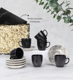 Hediye Kutusunda 6'lı Siyah Mat Türk Kahvesi Fincanı