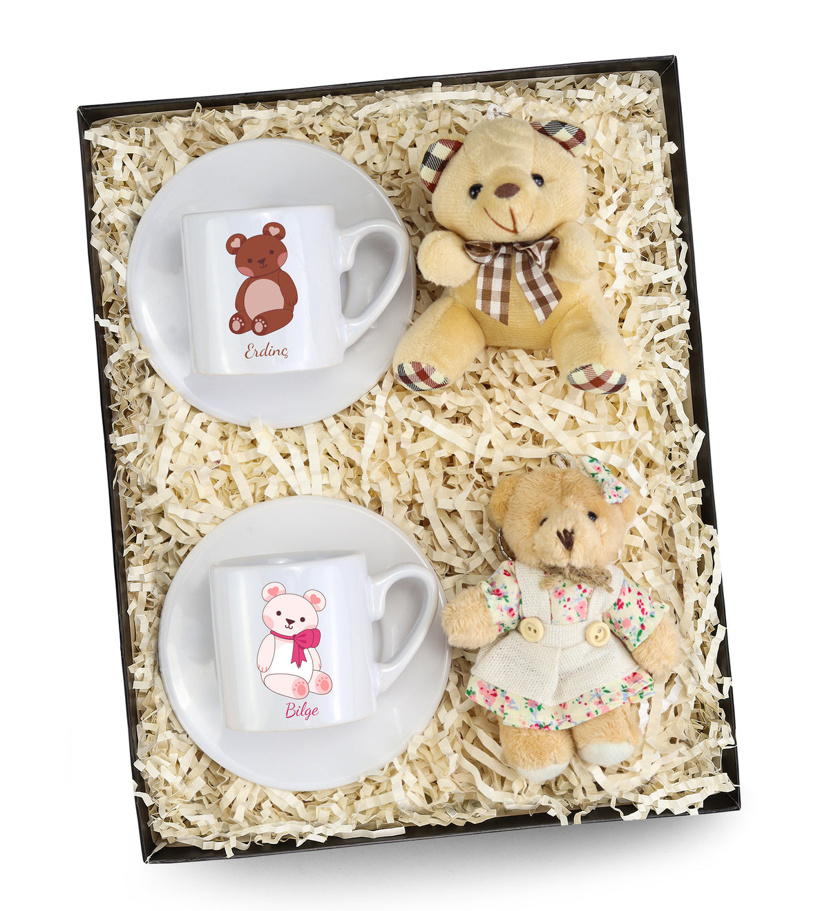 Sevgililer Gününe Özel 2'li Kahve Fincanı & 2'li Anahtarlık Hediye Kutusu