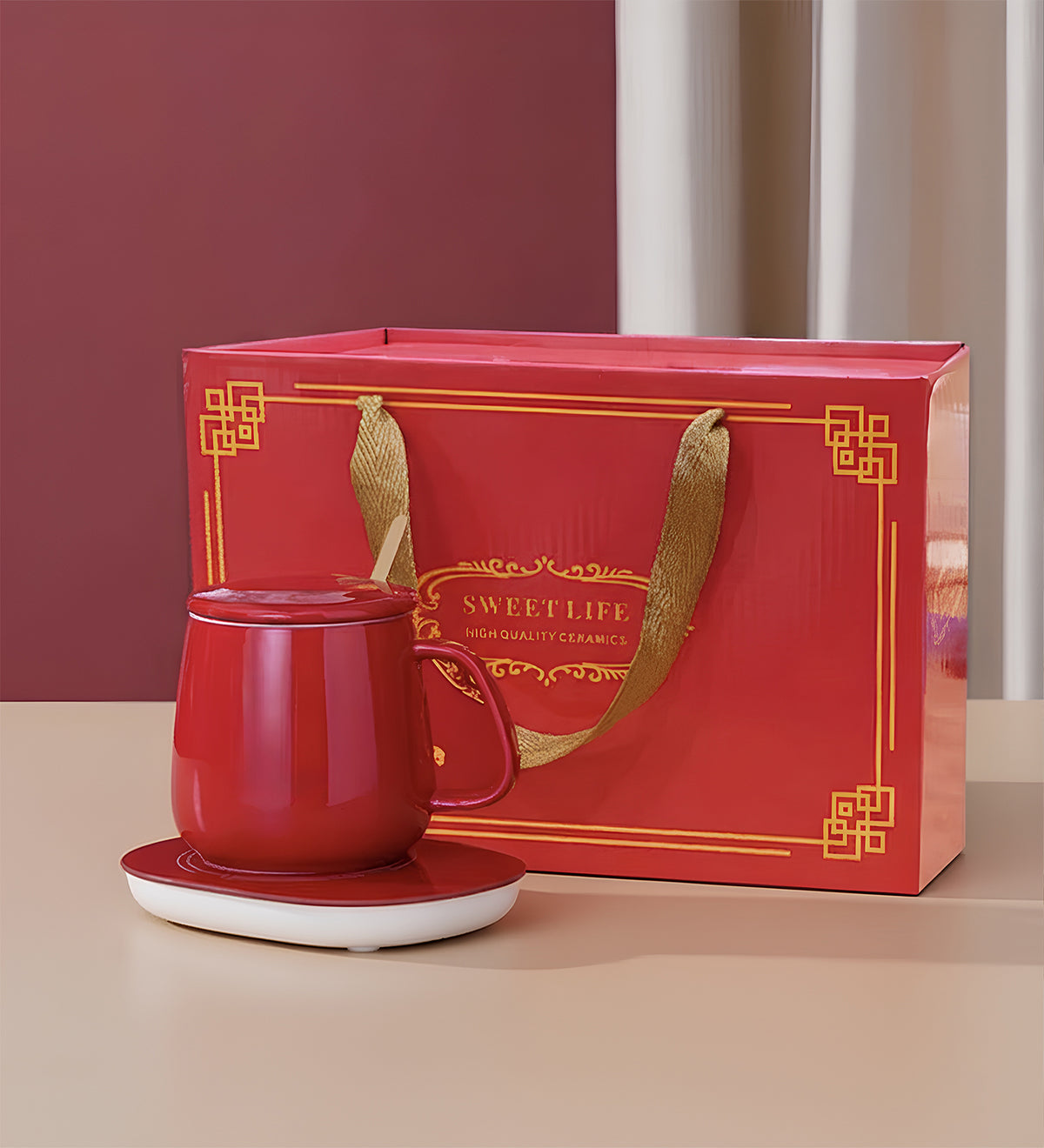 Usb Isıtıcılı 350ml Kupa Bardak Kırmızı