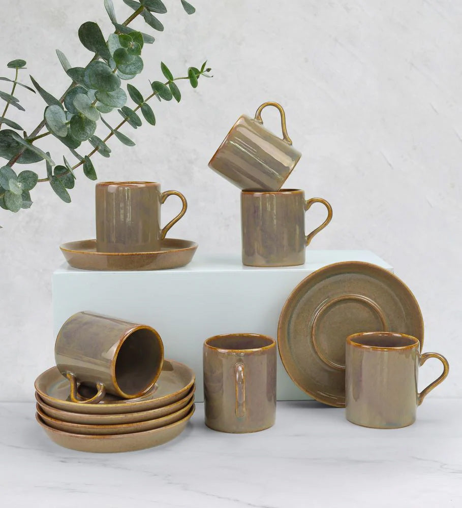 6'lı Turuncu Porselen Türk Kahvesi Fincan Takımı