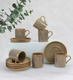 6'lı Turuncu Porselen Türk Kahvesi Fincan Takımı