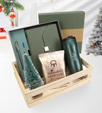 Kişiye Özel Kutulu Defter Kalem Seti & 400 ML Çelik Termos & Türk Kahvesi & Mini Çam Ağacı Hediye Seti