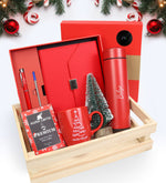 Kişiye Özel Kutulu Defter Kalem Seti & Dereceli Çelik Termos & Mutlu Yıllar Kupa & Filtre Kahve & Mini Çam Ağacı Hediye Seti