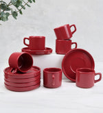 Kırmızı 6'lı Double Türk Kahvesi Fincan Takımı