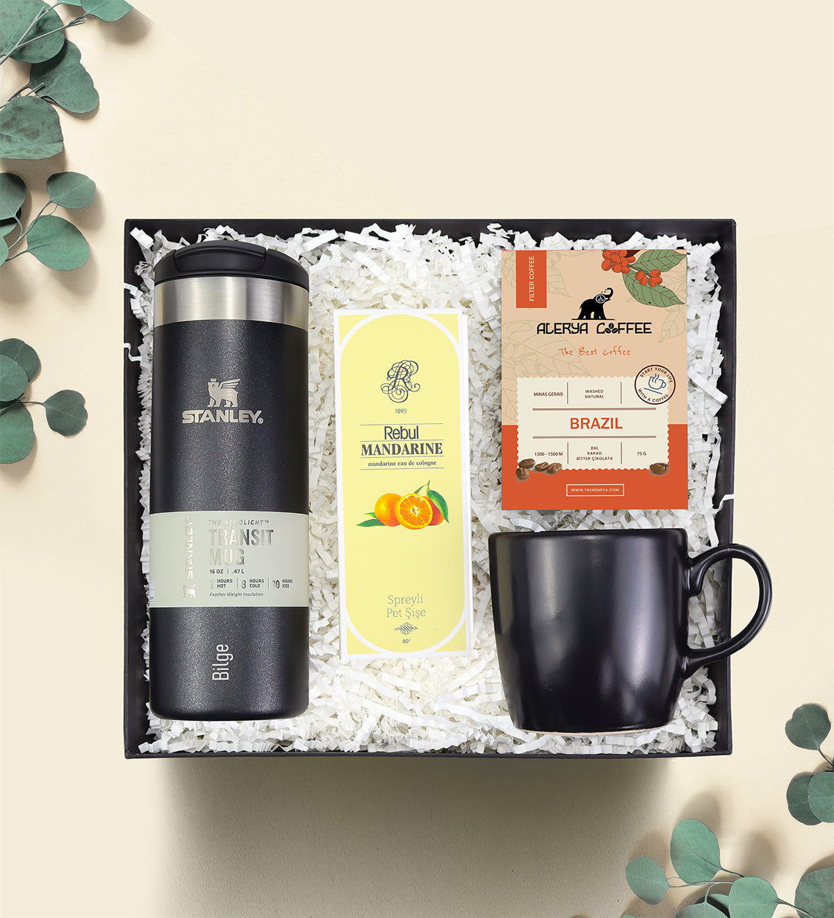 Kişiye Özel Stanley Termos Kolonya Filtre Kahve Kupa Hediye Seti