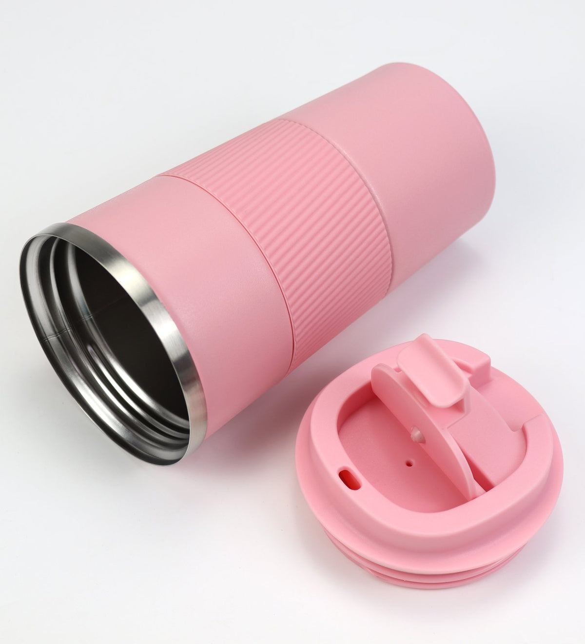 Silikonlu Pembe Termos