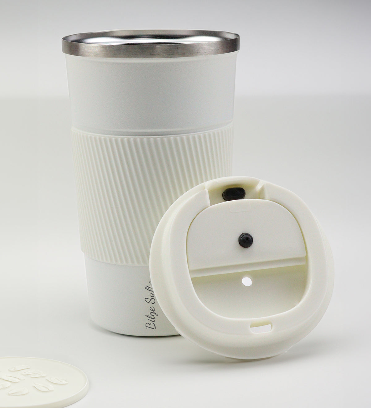 Silikonlu Beyaz Termos