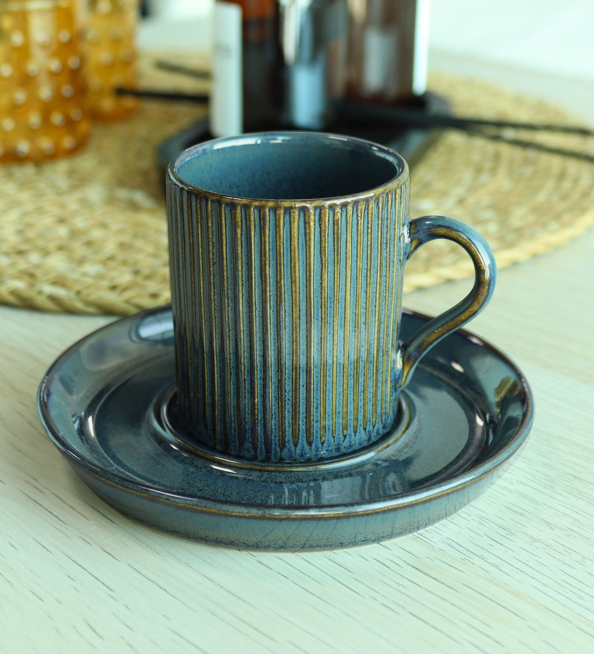 Kişiye Özel Atatürk Kabartmalı Kalem & Mustafa Kemal Atatürk Baskılı Defter & Lacivert Çizgili Porselen Türk Kahvesi Fincanı & Gold Detaylı Kahve Yanı Su Bardağı Hediye Seti