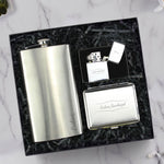 Kişiye Özel Çelik Cep Matarası & Metal Gümüş Renk Tabaka & Zippo Tarzı Çakmak Hediye Seti