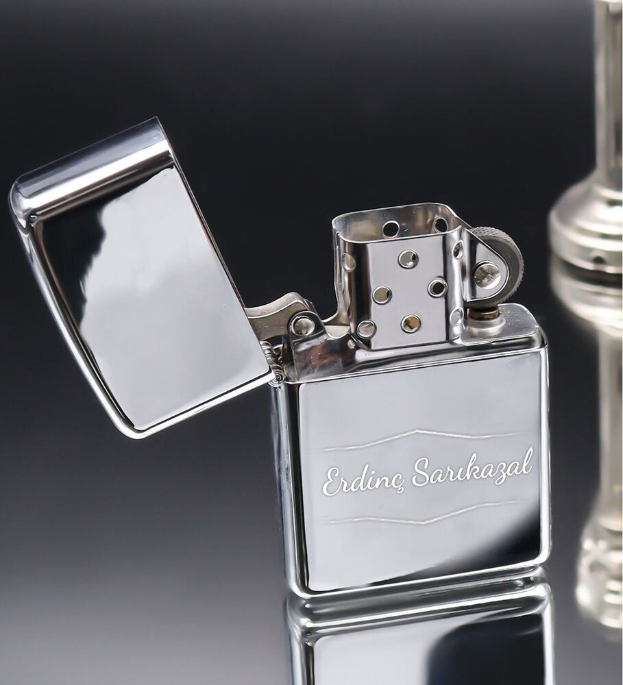 Kişiye Özel Çelik Cep Matarası & Metal Gümüş Renk Tabaka & Zippo Tarzı Çakmak Hediye Seti