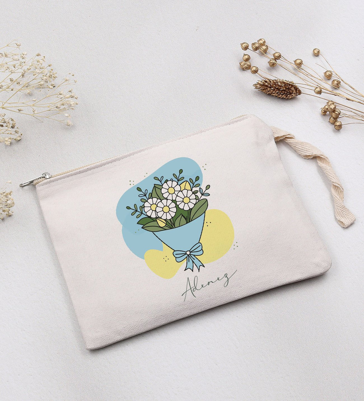 Kişiye Özel Ham Bez El Çantası & Mum & Türk Kahvesi Fincanı Hediye Seti