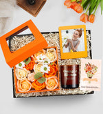 Turuncu Gül Kutusu & Bardak Mum & İnstagram Çerçeve
