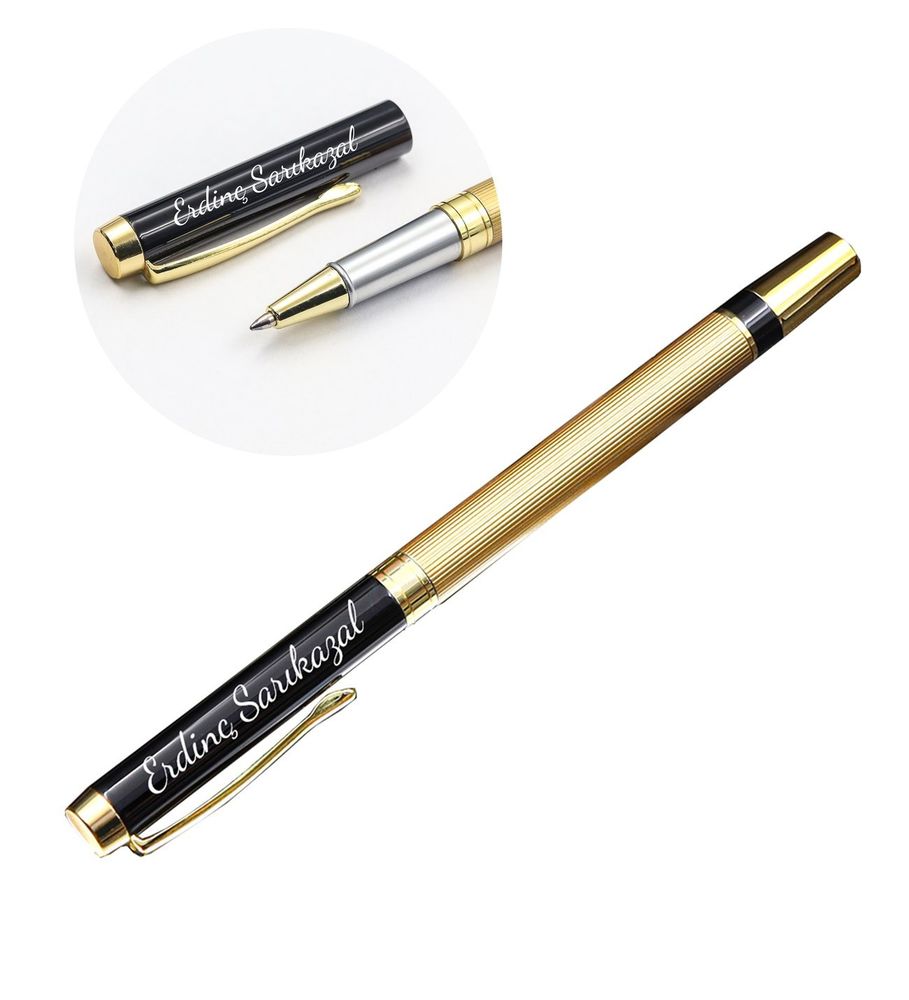 Yılbaşına Özel Happy New Years Kupa & Kahverengi Defter & Gold Siyah Roller Kalem & Kişiye Özel 500 ML Gold Renk Dereceli Termos & Godiva Çikolata Hediye Seti