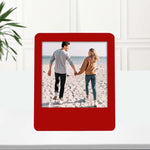 Kişiye Özel Kırmızı İnstagram Çerçeve & Renkli Papatya Mandal Toka & Kalp Mum Hediye Seti