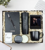 Termos & Siyah Defter & Siyah Tükenmez Kalem & Kupa & Çerçeve & Mum Hediye Seti