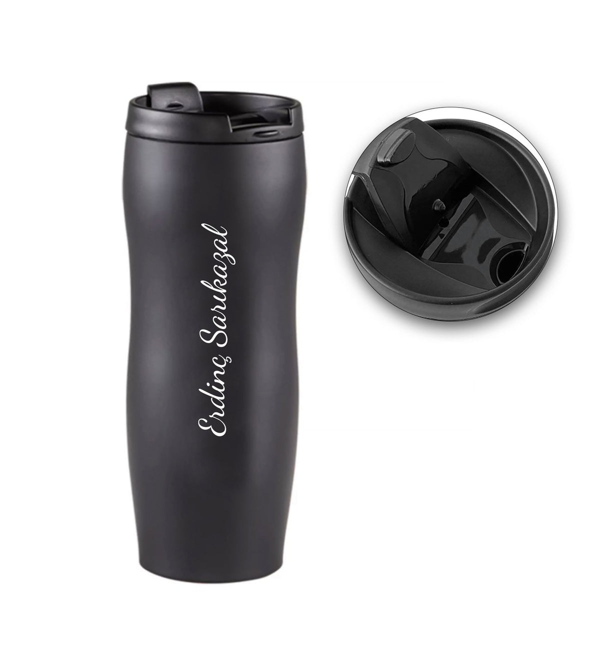 Termos & Siyah Defter & Siyah Tükenmez Kalem & Kupa & Çerçeve & Mum Hediye Seti