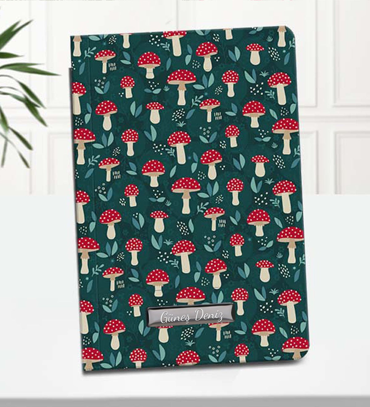 Mantar Desenli Defter & Gümüş Renk Detaylı Kırmızı Tükenmez Kalem & Derece Göstergeli Çift Cidarlı 300ml Cam Matara & Kırmızı Defter & Kırmızı Renk Detaylı Vintage Kupa