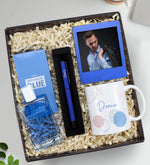 Mavi Roller Kalem & Baskılı Kupa & Individual Blue Parfüm & Mavi İnstagram Çerçeve Hediye Seti