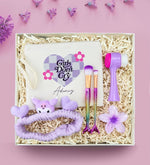 Kişiye Özel Motto Ham Bez Çanta & 2'li Makyaj Fırçası & Çift Taraflı Yüz Temizleme Fırçası & Lotus Mandal Toka & Peluş Saç Bandı Hediye Seti