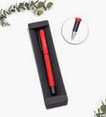 Pipetli Buzlu Cam Bardak & Kalem & Kırmızı Defter Hediye Seti
